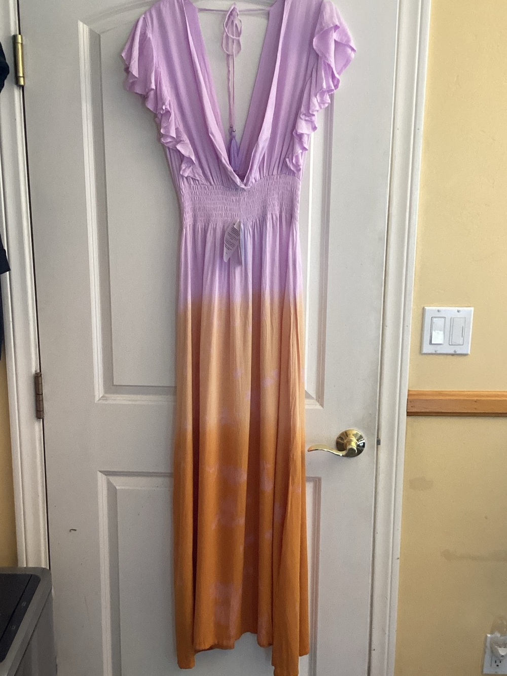 Tiare Hawaii Dahlia Rayon Maxi Dress Violet Rust Ombré Size M/L NWT
